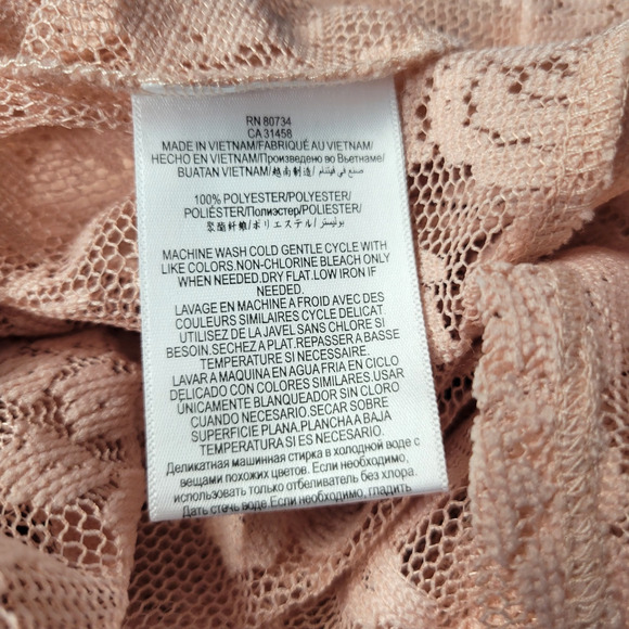 BCBGeneration Lace Top Womens Small Rose Smoke Pink Vented Back Short Sleeves - Picture 13 of 14